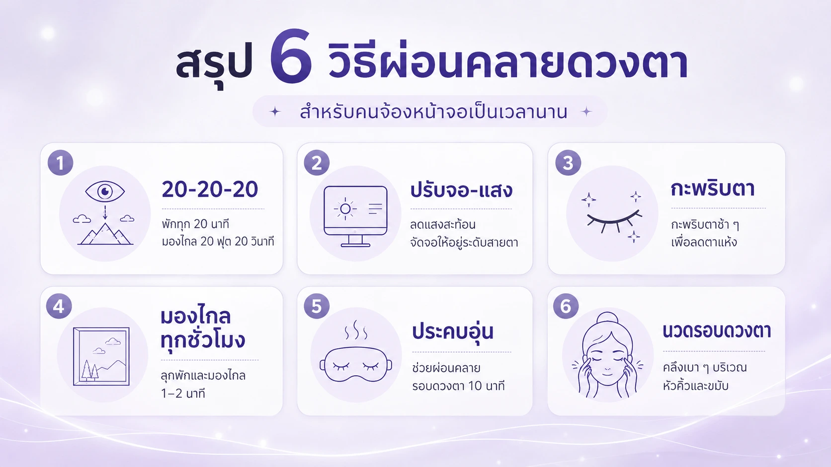 6 วิธีแก้ตาล้า